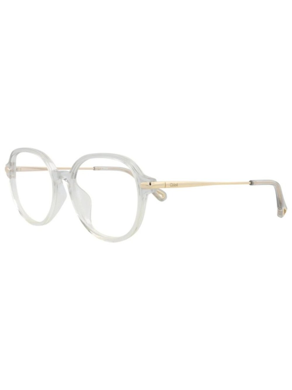 New Chloé Women's Eyeglasses Round Oval Recycled Acetate Frame Grey Gold